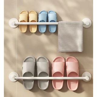 [재고정리]에스위두 무타공 욕실화 걸이 실내화 거치대 수건 걸이 다용도 거치대, A타입  원형 화이트, 30CM, 1개