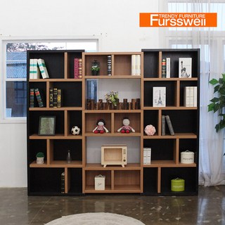 퍼스웰 해리언 좌우조절 블록형 책장풀세트(YB_045), 연그레이크림+연그레이