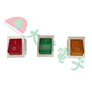 大林電子 4P帶燈斜面開關 船型翹板 AC110/220V, 1個, 黃色