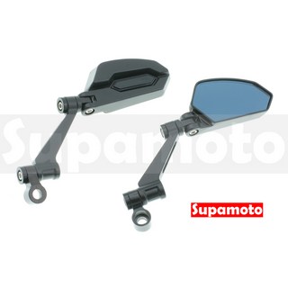 Supamoto M173 後照鏡 鋁合金 後視鏡 通用 改裝 防眩 消光黑 裸把 重車 檔車 CB350, 1個, 一對二邊