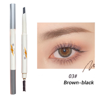 2合1自動眉筆 - 防水、防暈染、自然迷霧眉妝, 1個, 棕黑色