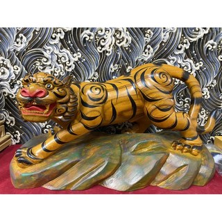 京綸 虎爺 下山虎 二度淡彩 江西樟 精雕細琢 鎮宅避邪 招財納福, 1個