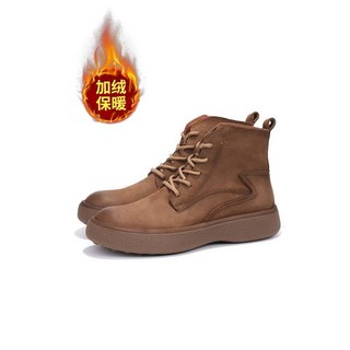 雙逸頭層牛皮馬丁靴，男秋冬新款短靴，英倫復古刷毛保暖厚底男鞋