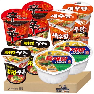 농심 소컵라면 세트 신라면2개 새우탕2개 튀김우동2개 육개장사발면2개 라면스틱2개, 1박스