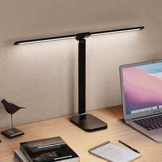 Airwit 듀얼 LED 스탠드 조명 시력보호 블루라이트 차단 와이드 조명 무단계 밝기조절 책상 사무실 학습용 사무용 독서용, 블랙