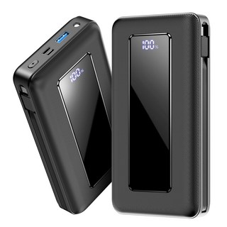 UOOFON 대용량 보조배터리 40000mAh 일체형 고속충전 PD 22.5W QC3.0잔량표시 멀티단자, 블랙, P8