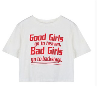 原宿風 字母印花短袖T恤 港味學生寬鬆短版露臍上衣