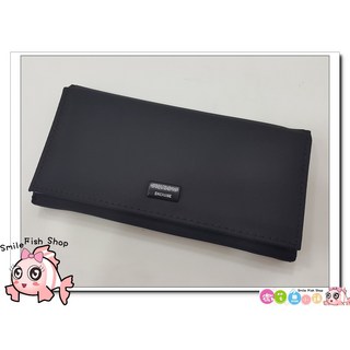 Smile Fish Shop 台灣設計SKYBOW 帆布尼龍 男用 三折 長夾 全黑色白字LOGO