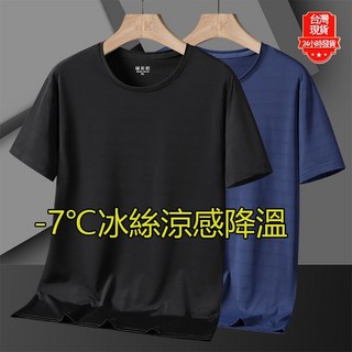 【台灣現貨】L-8XL大尺碼真冰絲尼龍T恤男 涼感排汗衫 健身運動速乾透氣短T情侶款