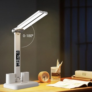 듀얼캡 LED 블루라이트 차단 학습용 책상 스탠드 USB 연결, 화이트