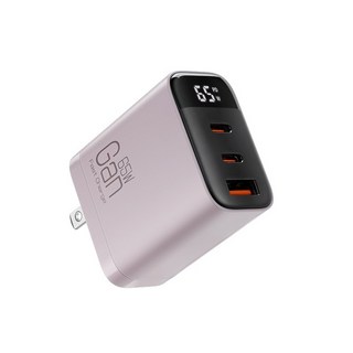 65W氮化鎵充電器，雙Type-C USB快充頭，手機筆電通用，保固2年, 1個, 粉色氮化鎵65W快充頭