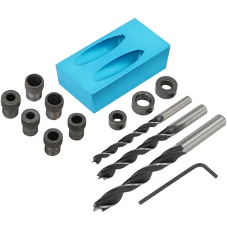 포켓 홀 지그 키트 목공 앵글 드릴링 홀 로케이터 지그 6mm 8mm 10mm 슬리브 포함 15 도, 02 B set