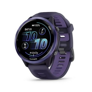 Garmin® Forerunner® 570 42mm 고급 GPS 러닝 및 트라이애슬론 스마트워치 AMOLED 디스플레이 훈련 복구 기능 반투명 화이트스톤/클라우드, 47mm, 인디고 퍼플