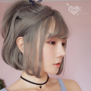 成人or娃娃裝扮假髮 ‧ 空氣瀏海Ｃ字內灣燙短直髮 / 奶奶灰 時尚造型假髮 舒適透氣 減齡神器, 1個