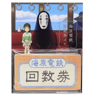 宮崎駿 神隱少女 無臉男 海原電車 車票回數券造型 雙面 迷你便條紙 日本製, 1個, 5枚