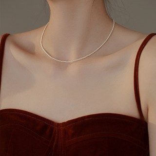 FANSYLI 미니진주목걸이 2mm 쇄골목걸이 14k 18K 도금 목걸이 진주 비즈 초커목걸이 여자친구생일선물 X2405M29
