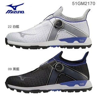 藍鯨高爾夫 Mizuno Enerzy BOA 高爾夫球鞋(旋鈕/無釘) #51GM2170【零碼出清】, 白藍,24.5, 1個
