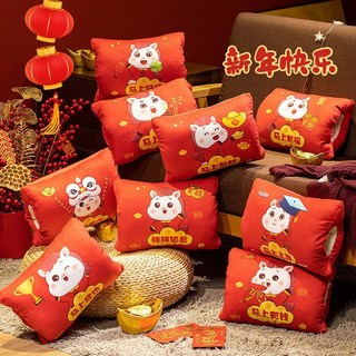 2026新款馬年暖手捂抱枕客廳沙發靠墊枕頭開門紅靠枕年會禮品抱枕腰靠墊腰枕靠枕靠腰枕多功能抱枕椅墊加厚坐墊屁墊, 平安喜樂暖手抱枕,30x23cm