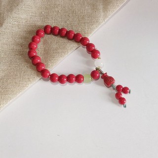 鴻利首飾廠 中式複古福袋串珠硃砂手串 女輕奢國潮民族風本命手鏈閨蜜禮物