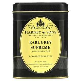 Harney & Sons 홍차 실버팁 함유 얼 그레이 슈프림 4 oz 1팩, 1개