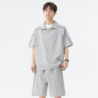 COMGM2025夏季新款短袖冰絲兩件套裝痞帥風時尚男裝