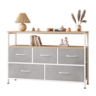 소웰홈 패브릭 3단5문 거실장 1000, 라이트그레이