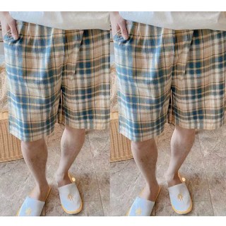 남성 잠옷 반바지 1+1 여름 루즈핏 파자마 5부 바지 심플 슬림핏 얇은 오버핏 체크 비치 팬츠 홈웨어 빅사이즈 WMY