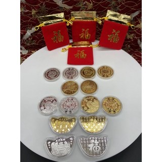 京綸 有厚度虎年吉祥開運金幣 招財金幣 招財錢母 虎年紀念幣, 1個, A款,銀色