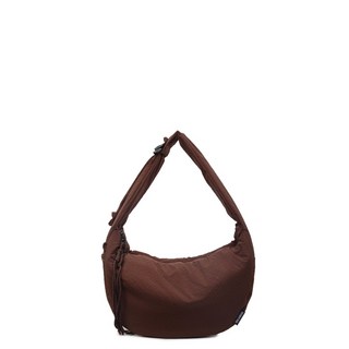 月牙斜挎包 大容量單肩包 防潑水布包 女生側背包 通勤手提包 學生書包 輕量旅行包, 咖色