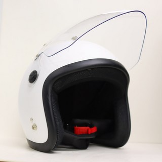 한미 F4 오토바이 헬멧 빈티지 무광 클리어 고글 쉴드 소형모 오픈페이스, 화이트