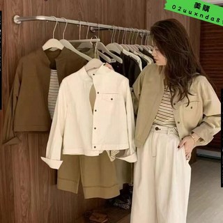 休閒工裝短款立領襯衫外套 韓系百搭上衣