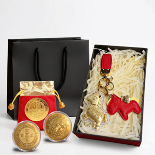 ORVIA 2026 붉은말의해 행운 황금말 키링 선물세트 골드코인 포함 4종 구성