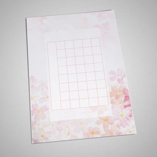 花木樨 紙上設計 直式28格書寫紙 A4/18入 100g厚磅道林紙 鋼筆適用 硬筆書法用紙 手寫溫度, 18個裝, 粉櫻 直式56格 H56098, A4