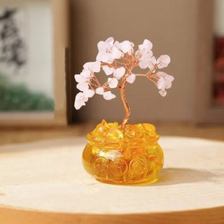 【A&R】發財水晶樹聚寶盆 招財進寶迷你款, 粉水晶