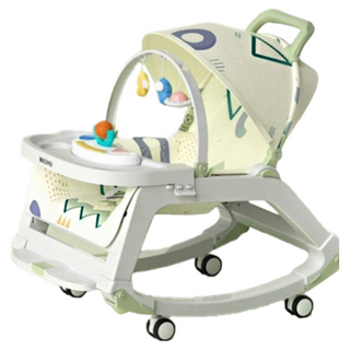 五合一多功能嬰兒安撫椅 防嗆奶搖搖床 幼兒餐椅 搖籃躺椅 新生兒嬰兒床 寶寶手推車 哄娃神器 周歲禮物, 旗艦款-格林綠【8合一功能+贈蚊帳】, 格林綠