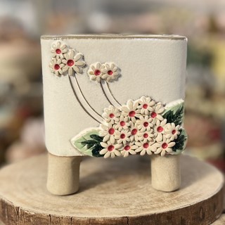 116 사각분 마리공방 도자기수제화분 다육이가 잘 자랄수 있는 화분, 백매트유, 1개