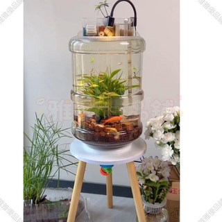 透明水桶魚缸 生態魚缸 家用客廳微景缸 簡易改造, 1個, 18.9升透明水桶一個【開孔的】,全新升級透明18.9升食品級水桶