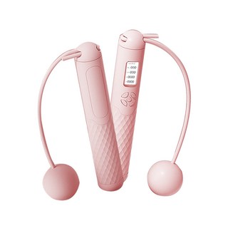 O 跳繩 計數跳繩 智能跳繩 負重球 大小球 無繩跳繩 健身跳繩 負重跳繩, 1個, 負重小球送繩【粉色】