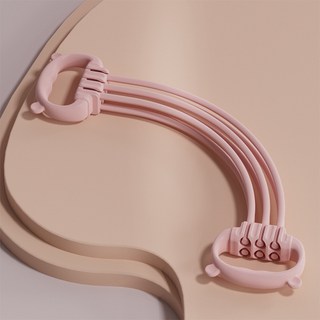 可調磅數六股拉力帶 八字拉力器 開肩美背彈力繩, 櫻花粉【6管可調節袋裝】, 1個