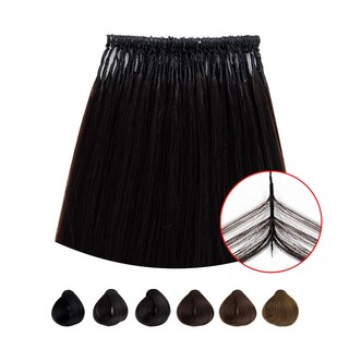 뉴노팁 소프트팁 붙임머리 달비모 100%인모 스킬땋기 헤어피스 기계감기, 1개, 18인치-#NA-자연검정