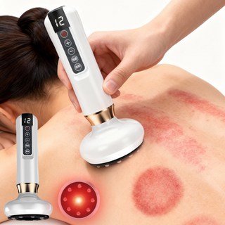 Donmmo 부항기 부항 원리 12단 무선 전동 찰떡 부항기+온열찜질+자동배기 3in1, 흰색