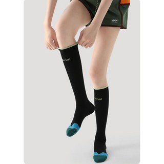 스카이샤인 여성용 다용도 컴프레션 롱삭스 골프 마라톤 등산 테니스 스포츠 컴포트 압박 양말, 블랙, 1개