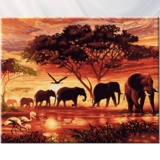 Momofix Painting 非洲大草原大象款DIY油畫 40*50cm, Serengeti Elephant, 1個