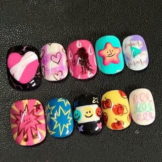 臺灣*出貨 【意趣狂想】穿戴多巴胺小衆新款高級辣妹可愛學生可拆卸ins美甲, 1個, M 意趣狂想【送四件套】