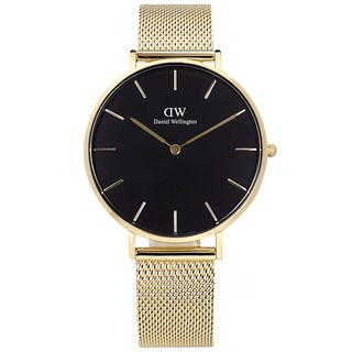 DW Daniel Wellington 經典米蘭編織不鏽鋼手錶 黑x鍍香檳金 36mm