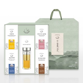 산그리메 티텀블러 선물세트 고급 선물세트 (국화차 히비스커스 루이보리 로운지아 텀블러), 1세트, 국화차+히비스커스+로운지아+루이보리차+텀블러