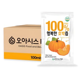 오아시스 국내산 호박즙, 100ml, 100개
