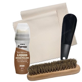 말표 액체구두약 75ml 1개 + 구두솔 + 구두천 + 구둣주걱 세트 구두닦이 슈케어 구두광택 초극세사 고급 마이크로파이버 구두칼 헤라