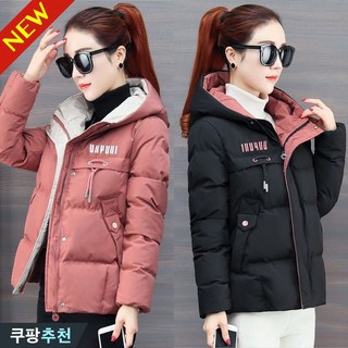 여성 겨울 후드 집업 두꺼운 따뜻한 패딩 점퍼 빅사이즈 추천 하이넥 지퍼 간절기 웰론 솜패딩 루즈핏 쇼트 레터링 아우터 방한복 외출 보온 캐주얼 코트