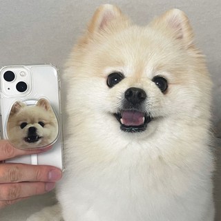 주문 제작 아크릴 맥세이프 그립 톡텐드 강아지 고양이 반려동물 아기 얼굴 사진 포토, 1개, 하트